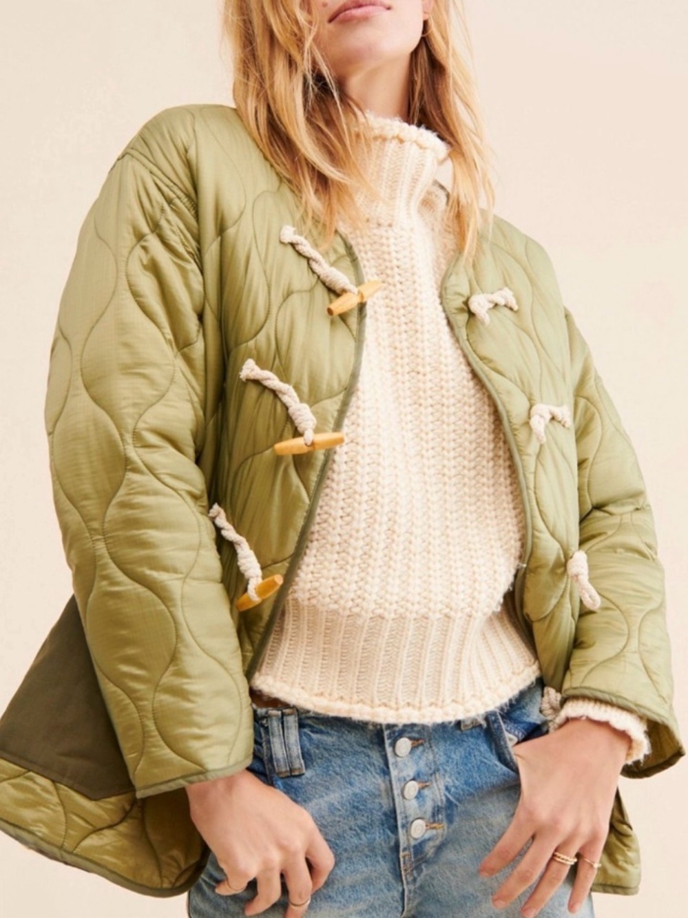 Anthropologie Moon River Quilted Toggle Jacket, NEW